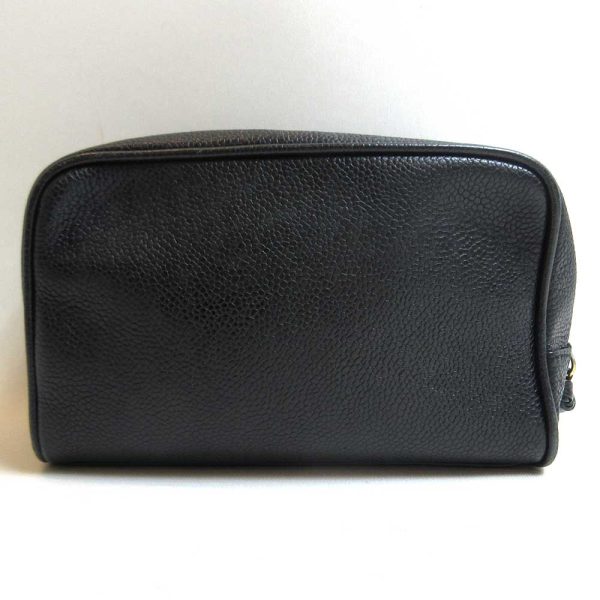 3 cha230629 2u 01 Chanel Caviar Skin Cosmetic Pouch Black Leather