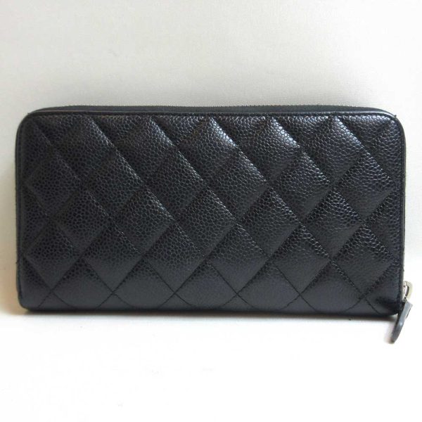 3 cha230804 1u 01 Chanel Long Wallet Matelasse Round Zipper Black