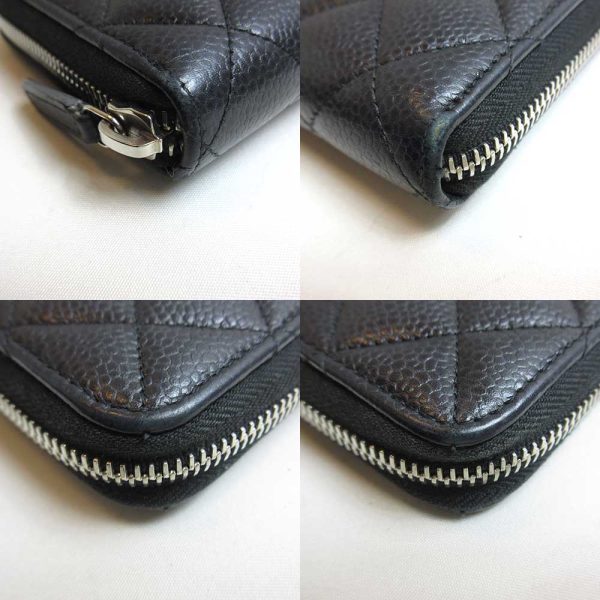 3 cha230804 1u 02 Chanel Long Wallet Matelasse Round Zipper Black