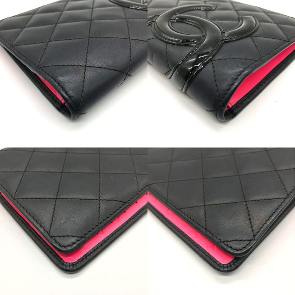 3 cha231109 1o 02 Chanel Cambon Line Bifold Long Wallet Black Pink