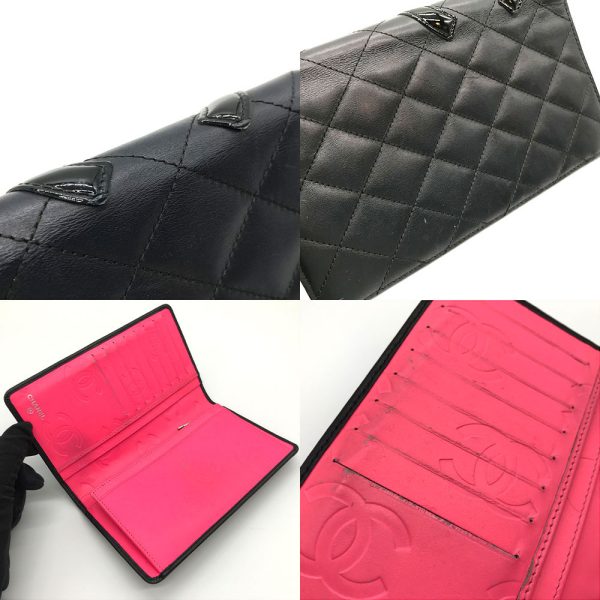 3 cha231109 1o 03 Chanel Cambon Line Bifold Long Wallet Black Pink