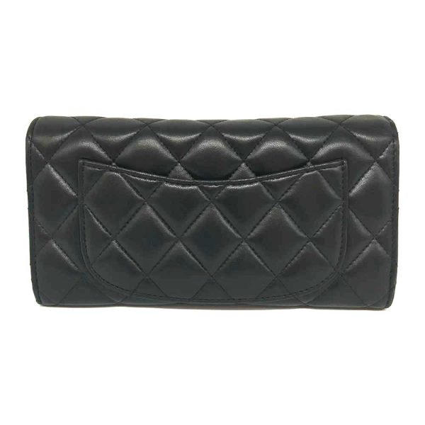 3 cha240512 1 01 Chanel Long Flap Wallet Lambskin Matelasse Black