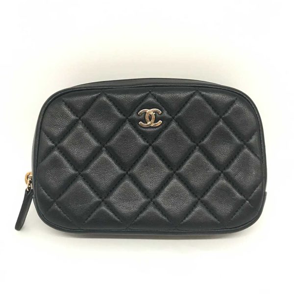 3 cha240522 1 Chanel Pouch Matelasse Coco Mark Lambskin Black