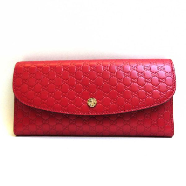 3 gu210131 1ta Gucci Long Wallet Trifold Micro Guccisima Red