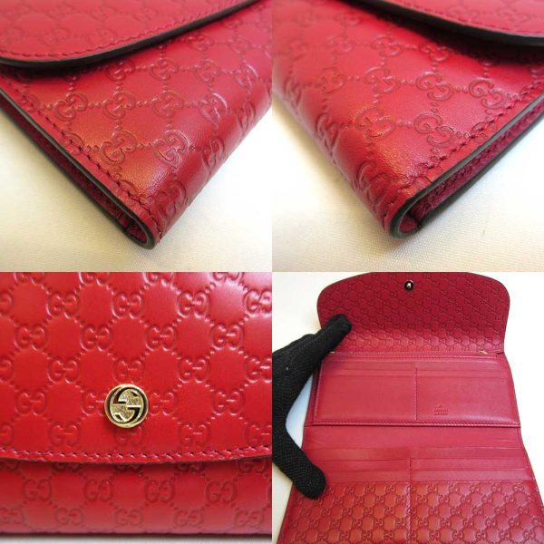 3 gu210131 1ta 03 Gucci Long Wallet Trifold Micro Guccisima Red