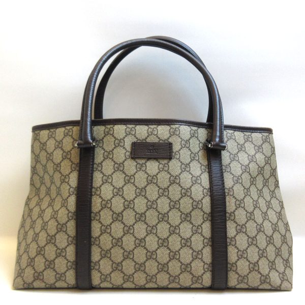 3 gu210216 1ta Gucci Tote Handbag GG Supreme Brown Tea