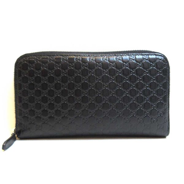 3 gu211114 1ta Gucci Long Wallet Round Zipper Black Leather