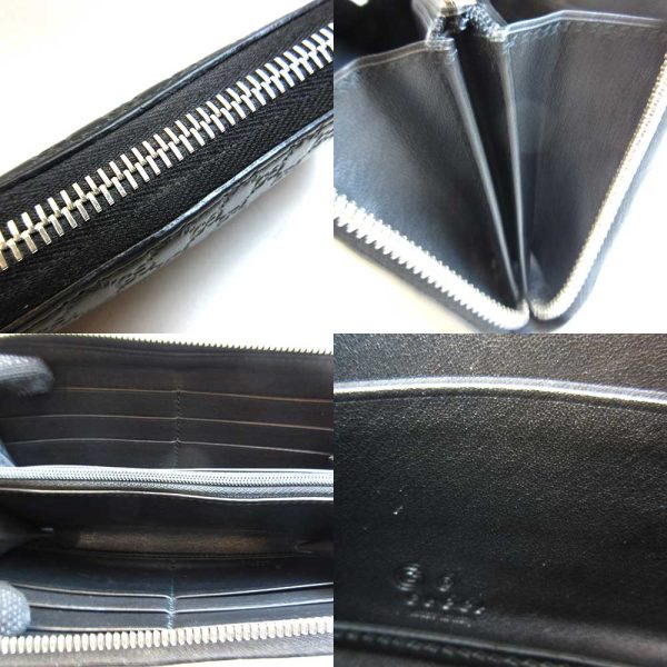 3 gu211114 1ta 02 Gucci Long Wallet Round Zipper Black Leather