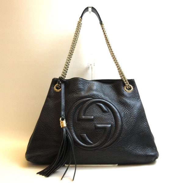 3 gu211209 3ta Gucci Soho Tote Bag Shoulder Interlocking G Black