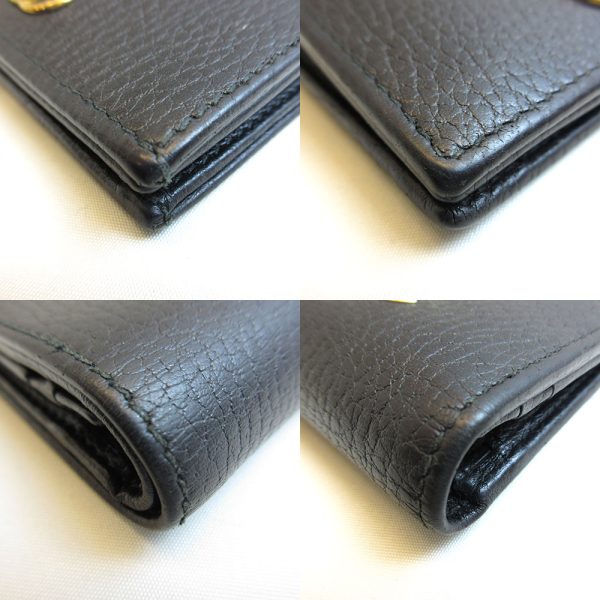 3 gu211224 1ta 02 Gucci Mini Wallet Bifold Gold Hardware GG Black