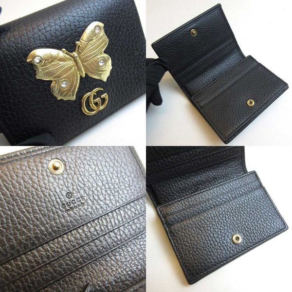 3 gu211224 1ta 03 Gucci Mini Wallet Bifold Gold Hardware GG Black