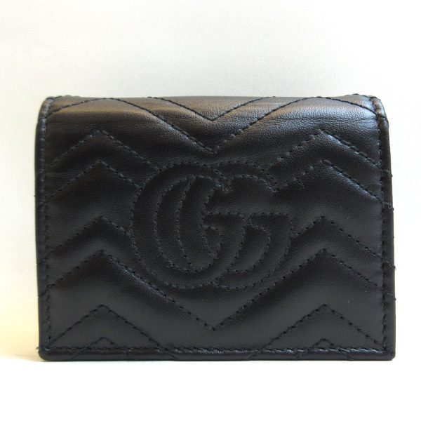 3 gu220214 1u 01 Gucci Mini Wallet Bifold Gold Hardware GG Black