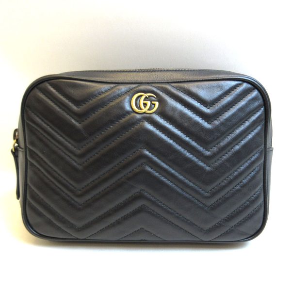 3 gu220324 1u Gucci Body Waist Hip Bag Leather Black