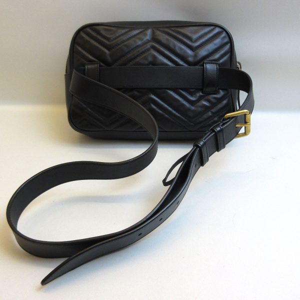 3 gu220324 1u 01 Gucci Body Waist Hip Bag Leather Black