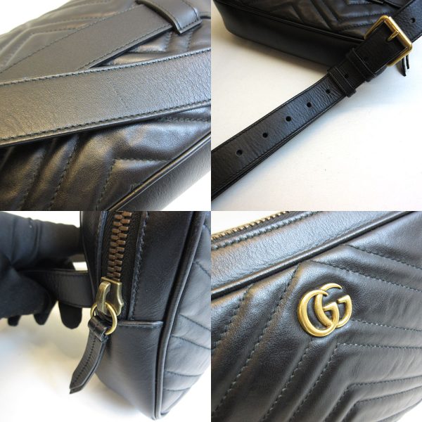 3 gu220324 1u 03 Gucci Body Waist Hip Bag Leather Black