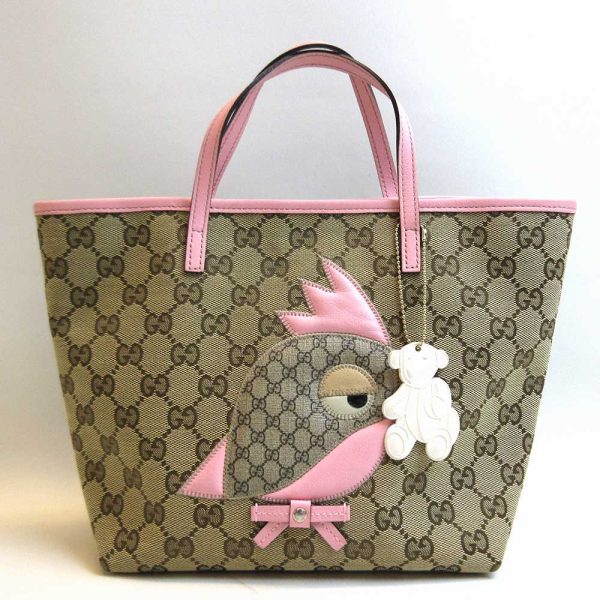 3 gu220728 1ta Gucci Handbag Canvas Leather Beige Pink