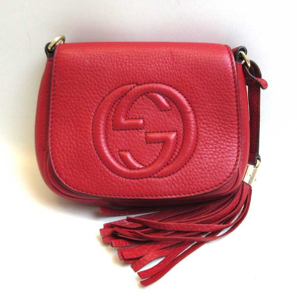 3 gu220915 1ta Gucci Soho Chain Shoulder Bag Red Mini Pochette