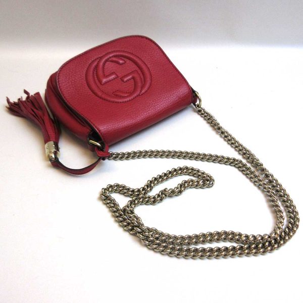 3 gu220915 1ta 02 Gucci Soho Chain Shoulder Bag Red Mini Pochette