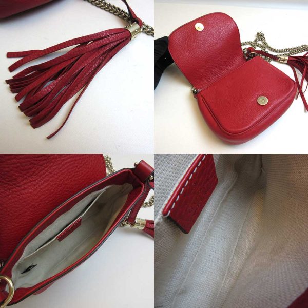 3 gu220915 1ta 05 Gucci Soho Chain Shoulder Bag Red Mini Pochette