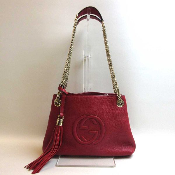 3 gu230112 1ta Gucci Soho Chain Semi Shoulder Bag Leather Red