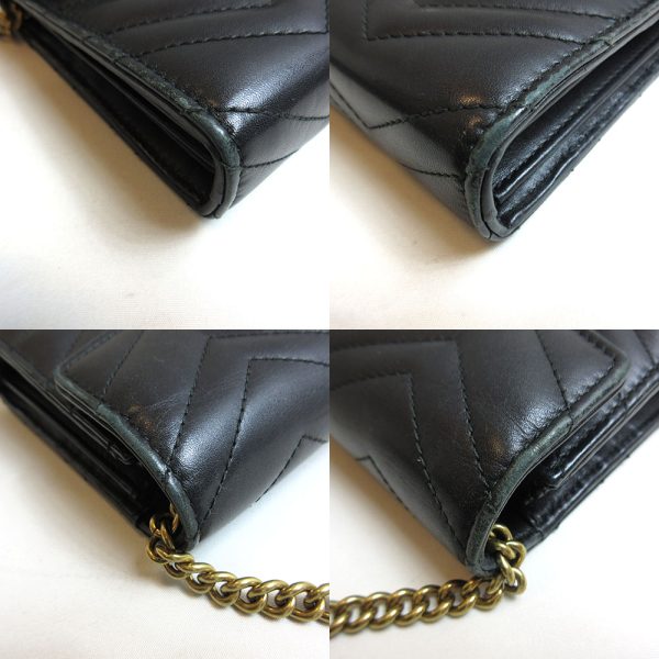 3 gu230420 2u 03 Gucci GG Marmont Chain Wallet Bag Black Crossbody