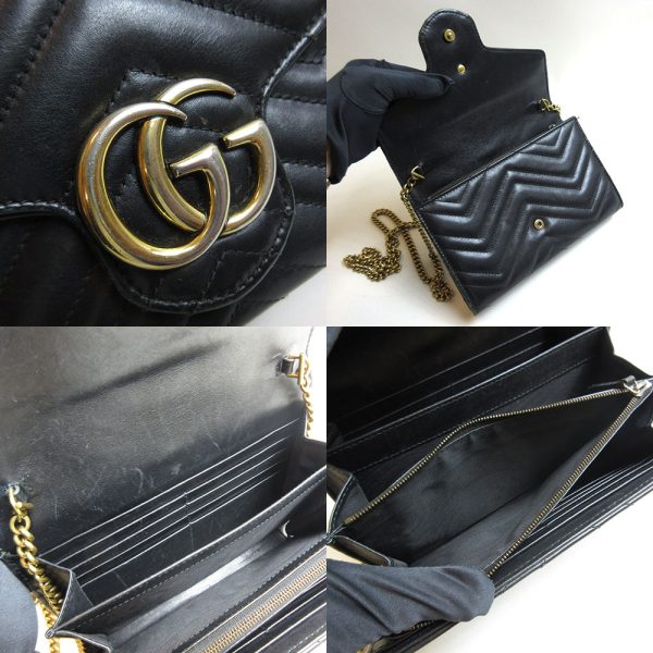 3 gu230420 2u 04 Gucci GG Marmont Chain Wallet Bag Black Crossbody