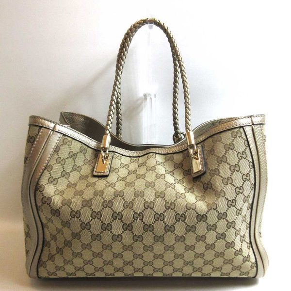 3 gu230426 1u 01 Gucci GG Canvas Bella Bamboo Tote Shoulder khaki