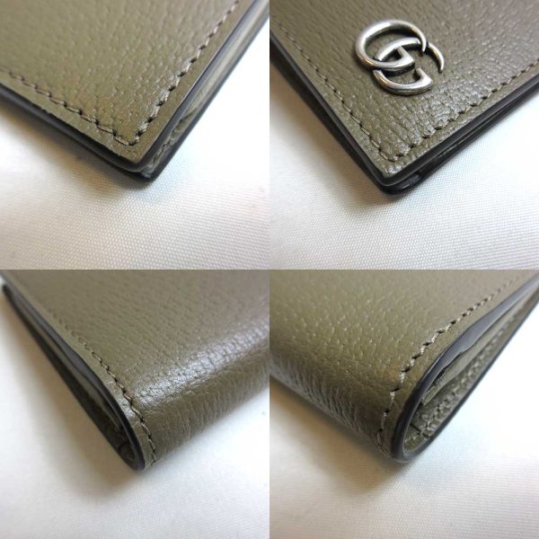 3 gu230606 1u 03 Gucci Long Wallet GG Marmont Leather Bi fold Khaki