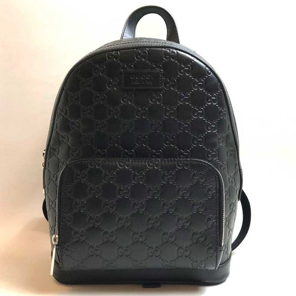 3 gu230823 1m Gucci Backpack Daybag Rucksack Leather Black