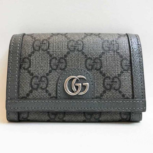 3 gu230901 1m Gucci Ophidia Card Case GG Supreme Canvas Gray