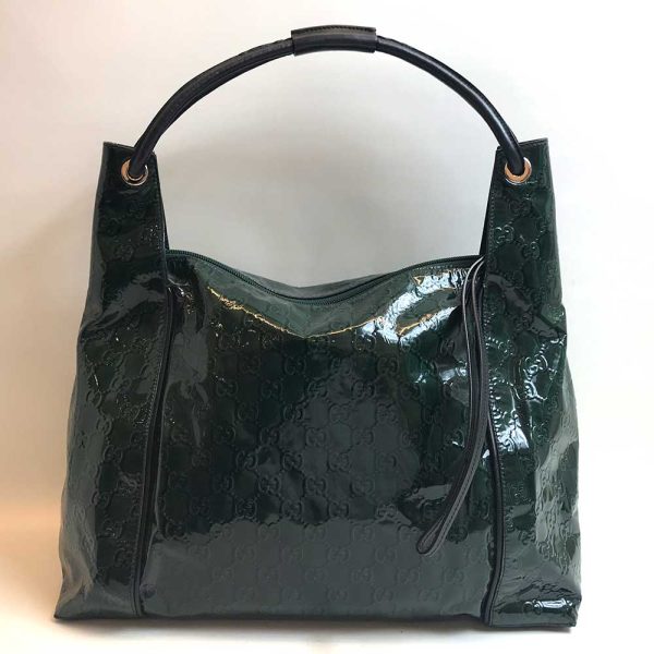 3 gu230911 3m 01 Gucci Shoulder Bag GG Logo Leather Green