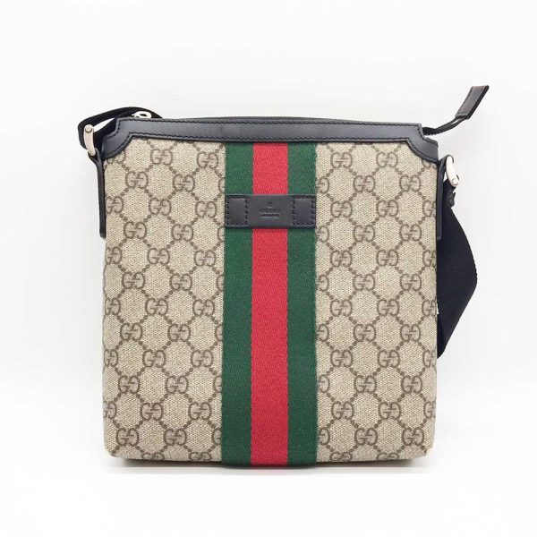 3 gu230921 2m Gucci Shoulder Sherry Line GG Canvas Black Beige