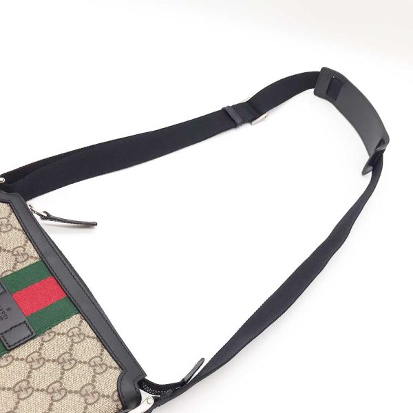 3 gu230921 2m 06 Gucci Shoulder Sherry Line GG Canvas Black Beige