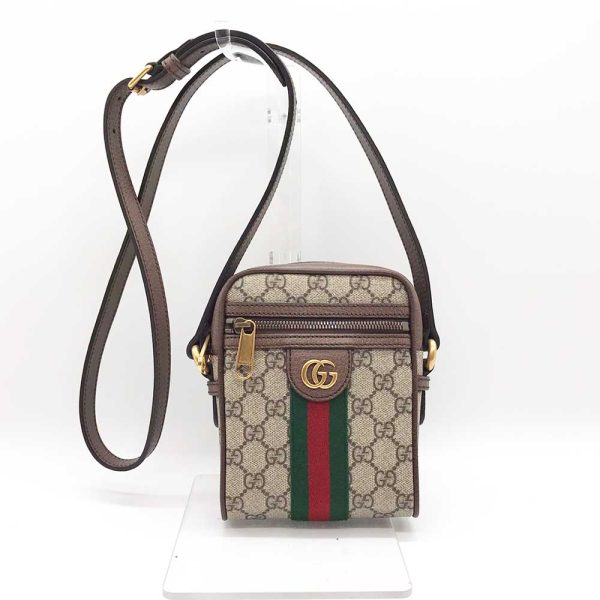 3 gu230921 4m Gucci Shoulder Bag Ophidia GG Leather Brown Beige