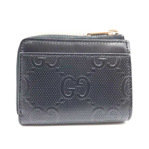 3 gu230928 1m 01 Gucci Zipper Wallet GG Embossed Coin Case Black