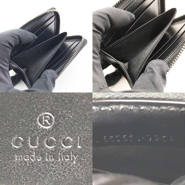 3 gu230928 1m 03 Gucci Zipper Wallet GG Embossed Coin Case Black