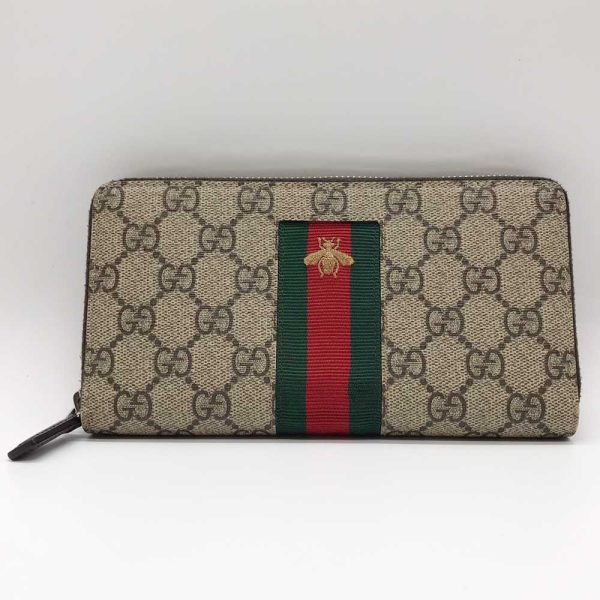 3 gu230928 2m Gucci Round Zipper Wallet Sherry Line GG Beige