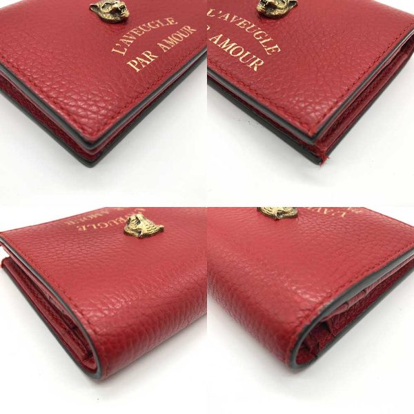 3 gu231019 1u 02 Gucci Wallet Animalier Leather Compact Tiger Red