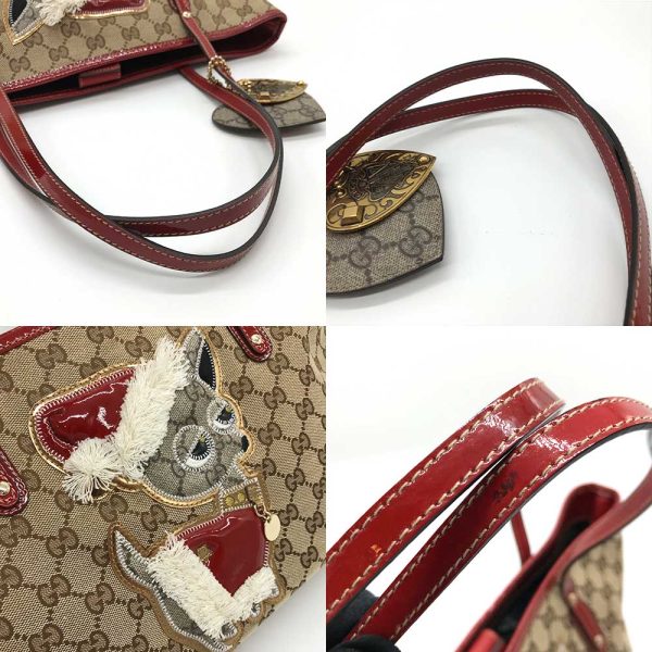 3 gu231019 3u 04 Gucci Chihuahua Santa Tote Bag GG Canvas khaki