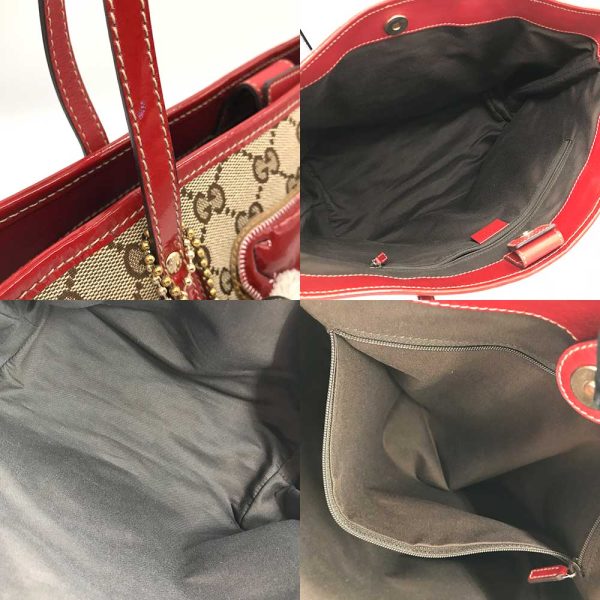 3 gu231019 3u 05 Gucci Chihuahua Santa Tote Bag GG Canvas khaki