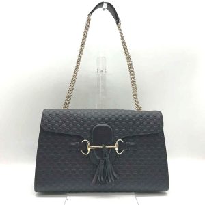 3 gu240311 1r Gucci Vintage Leather Shoulder Bag Black