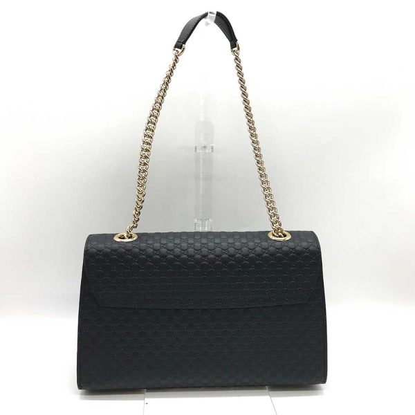 3 gu240311 1r 01 Gucci Chain Shoulder Bag Guccisima Black Leather