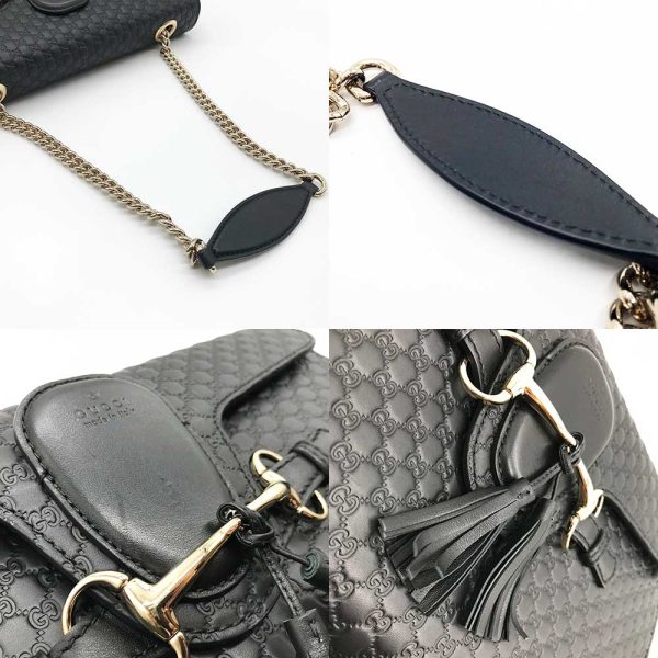 3 gu240311 1r 03 Gucci Chain Shoulder Bag Guccisima Black Leather