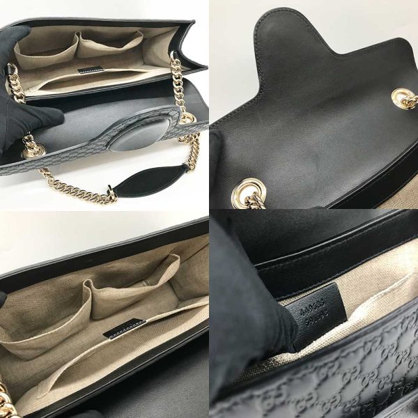 3 gu240311 1r 04 Gucci Chain Shoulder Bag Guccisima Black Leather