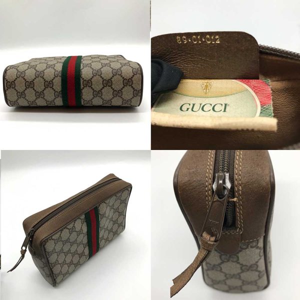 3 gu240405 1r 04 Gucci Clutch Bag Pouch GG Sherry Leather Beige