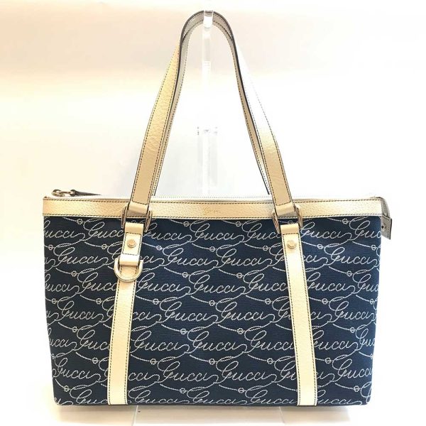 3 gu240428 1r Gucci Tote Bag Canvas Leather Navy