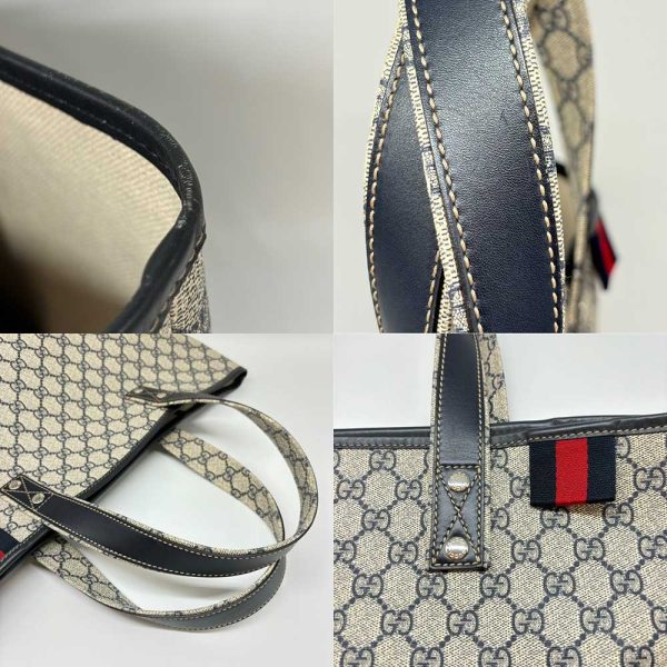 3 gu240605 1 03 Gucci Tote Bag Sherry Line GG Supreme Greige Navy