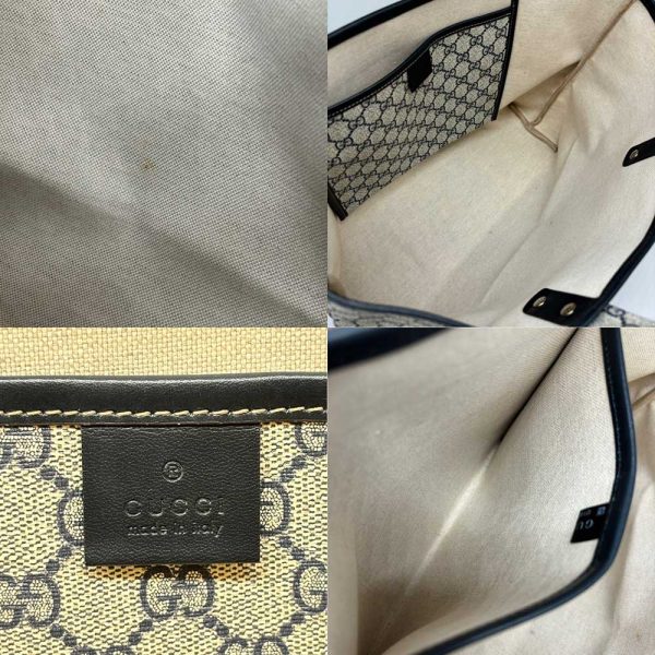 3 gu240605 1 04 Gucci Tote Bag Sherry Line GG Supreme Greige Navy