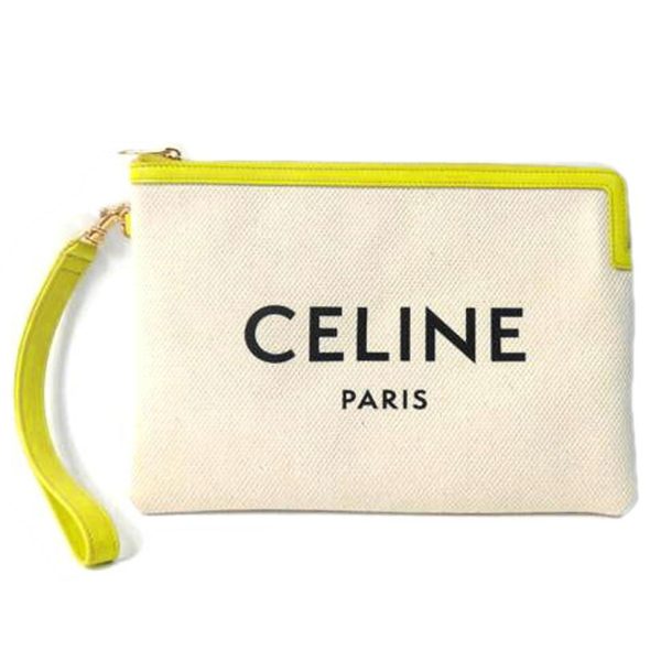 30139 1 Celine Logo Clutch Bag with Strap Anis