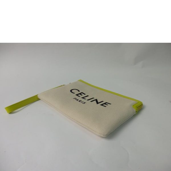 30139 3 Celine Logo Clutch Bag with Strap Anis